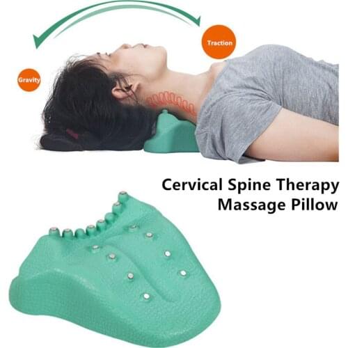 Cervical Spine Support Traction Massage Pillow Neck Shoulder Pain Relief Soothing Frame Correction Therapy Shiatsu Neck Massager