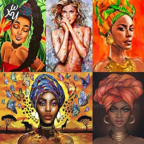 Cool Lady Diamond Painting Kits for Adults Personality Woman Diamond Mosaic African Woman Diamond Painting Accessories for Decor
