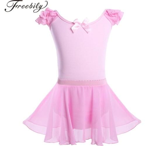New Kids Teens U-shaped Neckline Ballet Tutu Dance Wear Gymnastics Leotards Skirt Set Girls Contemporary Lyrical Dance Costumes