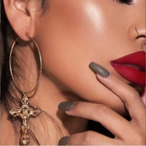 2020 New Jesus Gold Cross Earrings Small Cross Drop Dangle Earrings for Women Fashion Cross Jewelry Earrings