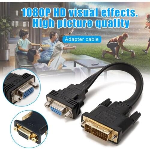 New DVI-D 24+1 Male to VGA 15Pin HDTV Female Monitor Adapter Connector Flat Cable DOM668
