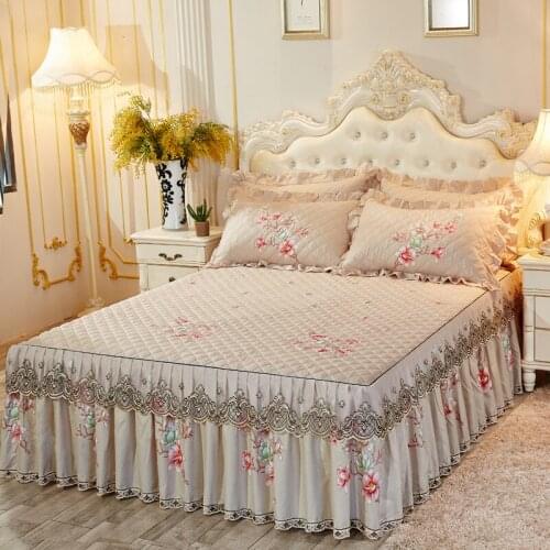 New polyester fiber Quilting Twin queen king size Bed Skirt flowers Bed Sheet Bed Cover Pillowcase Bedding Set
