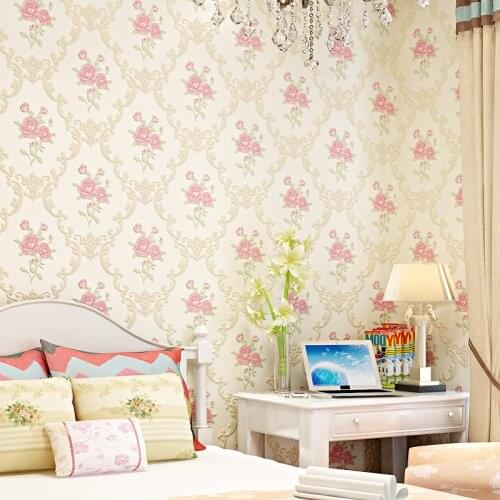 Beibehang Bedroom 3D wallpaper pastoral thickening Damascus 3D living room non-woven wallpaper TV background wallpaper behang