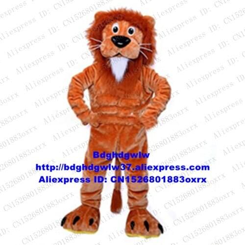 Orange Long Fur Male Lion Mascot Costume Adult Cartoon Character Commercial Strip Drive Customers Thanks Meeting zx1802