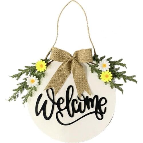 Welcome Wreath Widely Applied Artificial Wear-resistant Flower Bowknot Decor Welcome Wreath Hanging Ornament for Home Wholesale