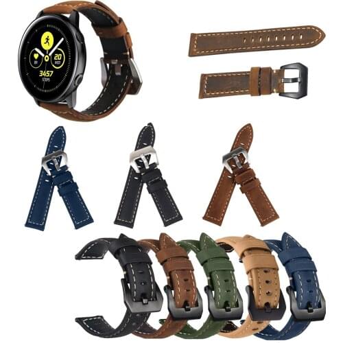 Genuine Leather Watch Band Strap for Samsung Galaxy Active 2 40mm 44mm strap for Samsung active wristband 20mm