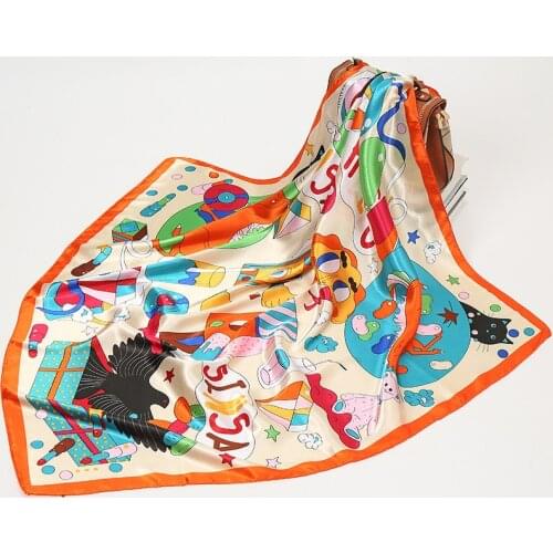 Luxury Brand Silk Scarf Women 2021 Summer New Style Lady Sunscreen Square Silk Shawl Quality Printing Fashion Beach Headscarf