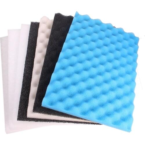 Garden Fish Pond Filter Foam Floss Pad Set 17" x 11" (1x Black Coarse, 1x Plain Medium, 1x Blue Fine, 1x Carbon, 3x Poly)