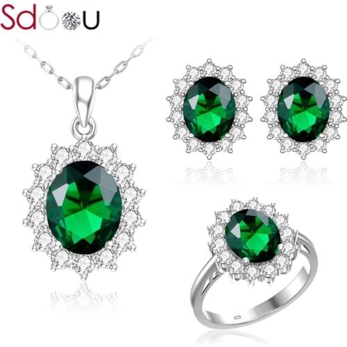 SDOOU Womens Jewelry Sets For Women 925 Silver Ring Stud Earrings Pendants Bridal Jewelry Sets Classic Creative Fashion Jewelry