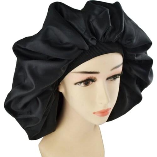 Super Giant Sleep Cap Waterproof Shower Cap Female Hair Care Large Satin Silk Bonnet Luxurious Fabric Sleep Cap High Quality