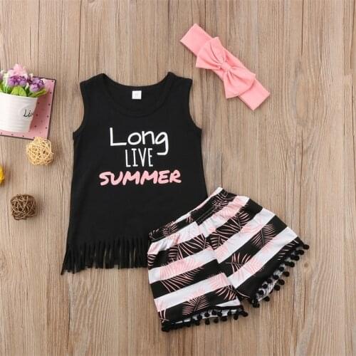 Girls Summer Outfits Kids Fashion Toddler Girl Clothes Set Children Tassels Sleeveless Top + Skirt 18M to 9 Years