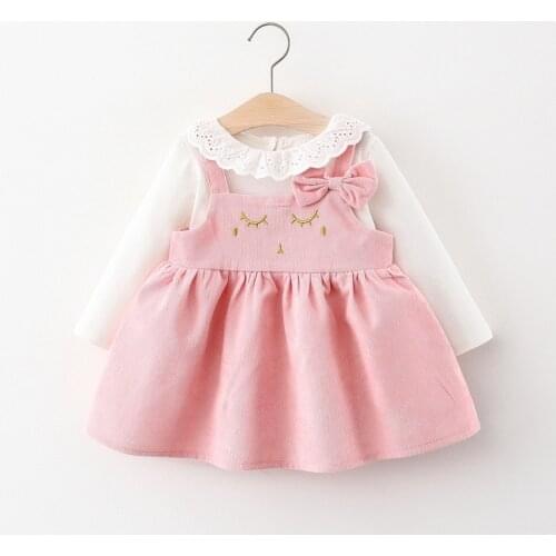 Spring Autumn Girls Kids Princess Dress Children Baby Infants Corduroy Overall Dresses Vestidos+Long Sleeve Tops T-shirt S12699