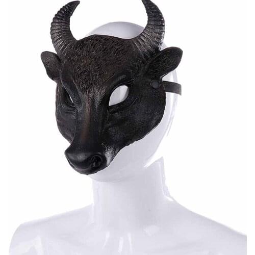 WAYLIKE Halloween Easter Carnival Party Half Face Pu Foam 3D Realistic Animal Buffalo Head Mask