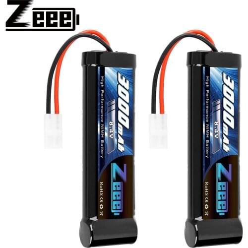 Zeee 2PCS 8.4V 3000mAh RC Battery with Tamiya Plug High Power NiMH Battery for RC Car HPI Tamiya Kyosh LOSI Associated