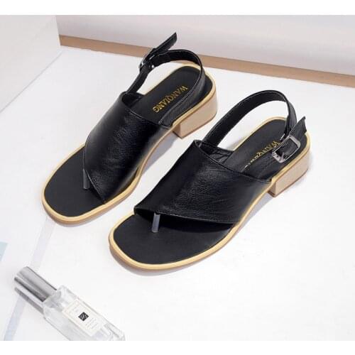 2021 Summer Women Sandals Block Chunky Low Heel Gladiator Shoes Woman Slingback Buckle Strap Flip Flops Slides Sandalia Feminina