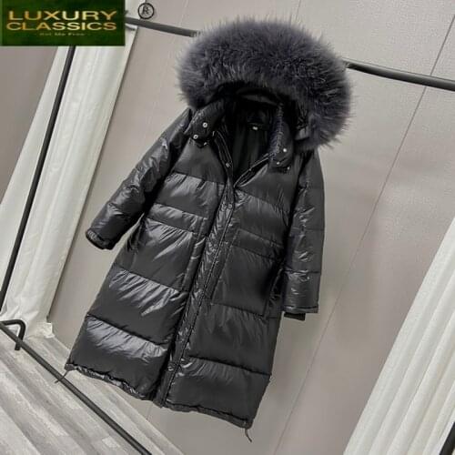 Womens Down Jacket Korean Woman Coat Warm Thick Female Winter Parkas Hooded Raccoon Dog Fur Collar 2021 Mujer Chaqueta 4