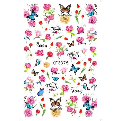 1pcs Flowers and leaves Nail Stickers 3D DIY Nail Art Decoration Manicure Decals