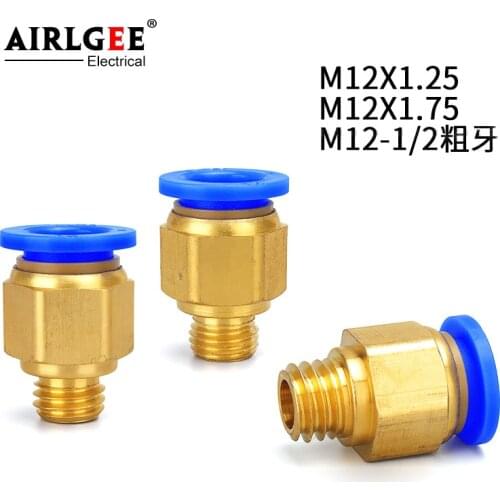 1Pcs Trachea Quick Plug Quick Connector PC4/6/8/1012/16-M12X1.25 Pneumatic Mold Faucet Metric Coarse Teeth M12*1.75 M8*1