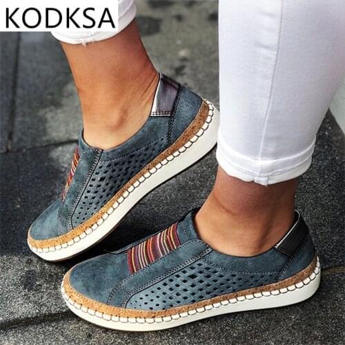 2021 Women Slip on Sneakers Shallow Loafers Vulcanized Shoes Breathable Hollow Out Casual Shoes Ladies size 43 women shoes