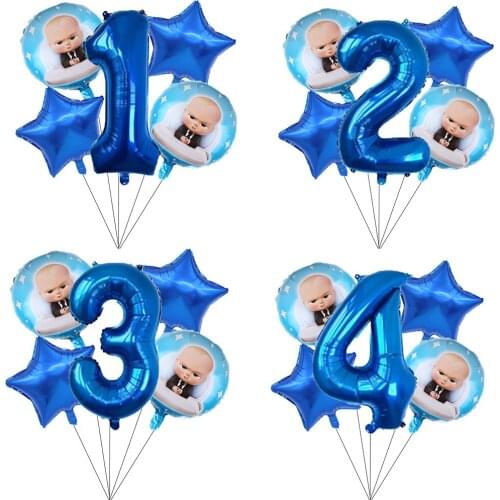 5pcs Boss Baby Balloon 32 inch Number Foil Balloons Baby Shower 1 2 3 4 5 6st Birthday Party Decoration Cartoon Helium Globos