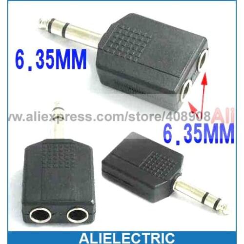 50pcs/lot x Stereo 6.35 mm 1/4inch to 6.35 Socket Jack Audio Adapter