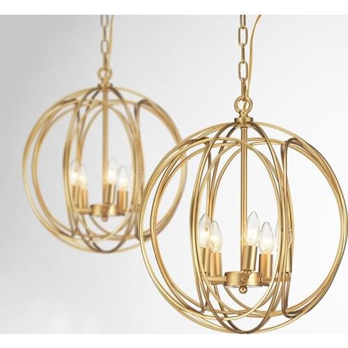 American Creative Glass Ball Pendant Lights Iron Hoop Hang Lamp For Bedroom Cafe Restaurant Bar Indoor Lighting Fixtures Decor