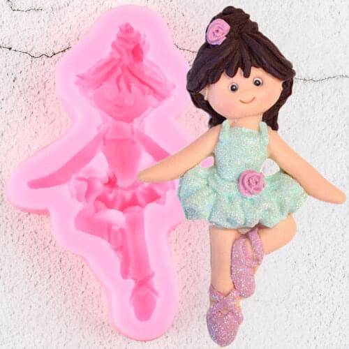 Ballet Dancer Girl Silicone Molds Baby Birthday Fondant Cake Decorating Tools Cookie Baking Candy Clay Chocolate Gumpaste Moulds