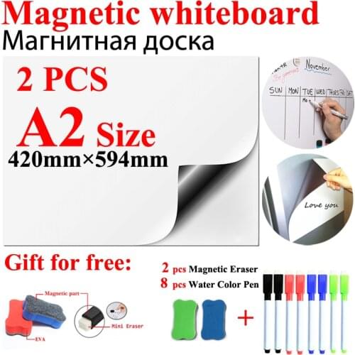 2Pcs A2 Size Dry Erase WhiteBoard Fridge Magnets Stickers for Kids Home Office School Message White Boards Memo Boards