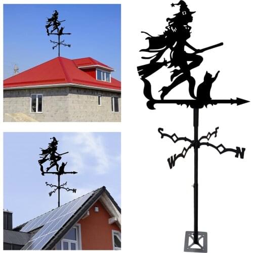 Large Vintage Stainless Steel Weather Vane Witch Farm Scene Garden Yard