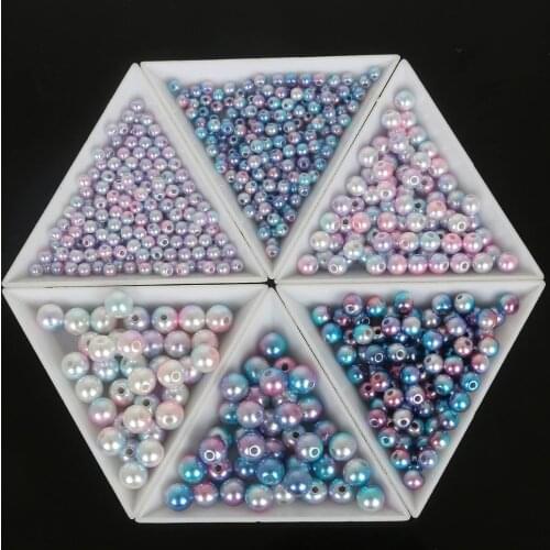 Multi Size 4mm/6mm/8mm/10mm Round ABS Imitation Pearl Mix Colors Beads For DIY Women Necklace Jewelry Accessories 50-500Pcs/lot