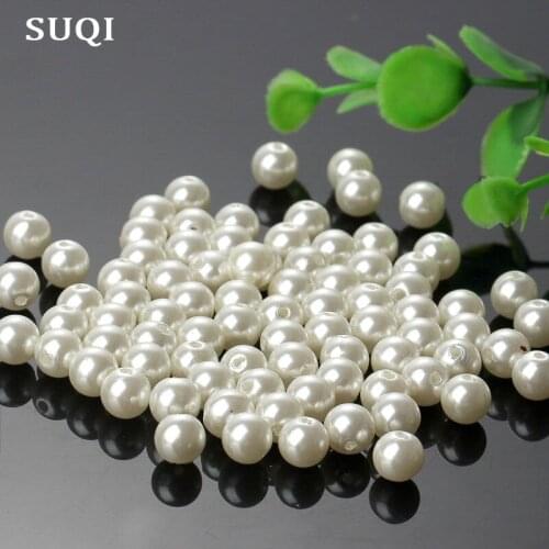 Superior quality Imitation pearls 3mm 5mm 8mm 50pcs glass ABS beads for making for Earring necklace jewelry Ornament Dress DIY