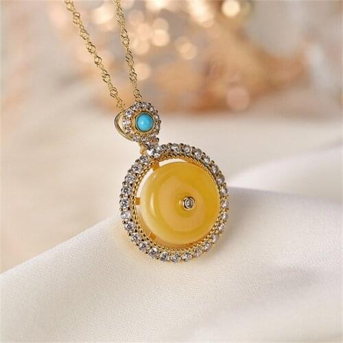 Uglyless Eastern Classic Gemstones Peace Buttons Pendants Necklaces for Women Crystals Vintage Jewelry 925 Silver Bijoux NOChain