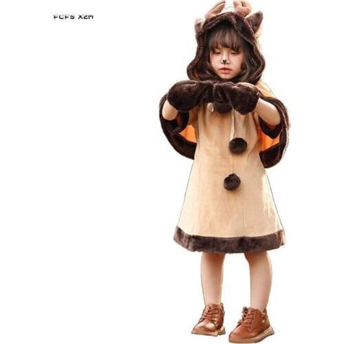XS-L Girls Halloween Deer Fawn Costume Kids Children Elk Animal Cosplay Winter Pajamas Carnival Purim Christmas Show party dress