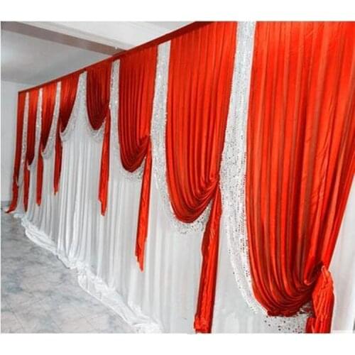 Fast Delivey 3x6m Classic White Wedding Backdrop with Green Beatiful Sequins Swag Wedding Drape and Curtain Wedding decoration