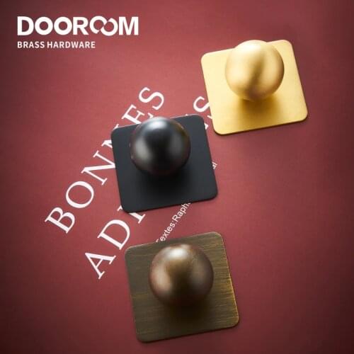 Dooroom Brass Handles Ball With Selected Base Plate Cabinet Cupboard Wardrobe Dresser Drawer Shoe Box Furniture Knobs Gold Black