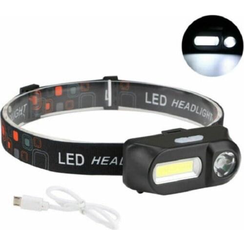 Multifunctional USB port charging headlight COB outdoor emergency head-mounted flashlight 18650 batteries lighting lamp