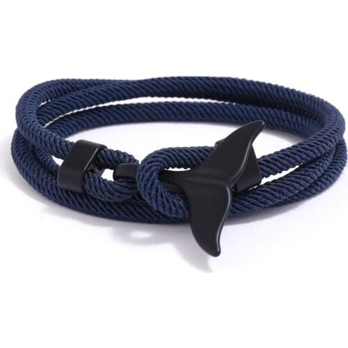 Fashion Lovers Milan Line Anchor Style Bracelet Ocean Whale Fishtail Bracelet Hand Woven Rope Mens and Womens Jewelry