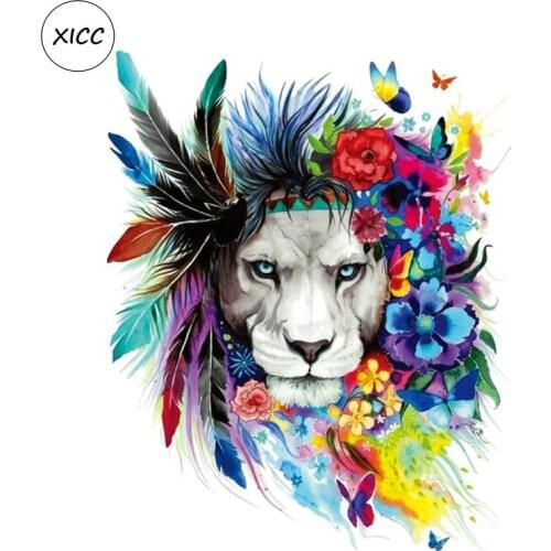 Washable Heat Transfer Paper Badge Logo Printing Vinyl Patches Multicolor Lion Animal Iron On Clothes Sticker Appliques