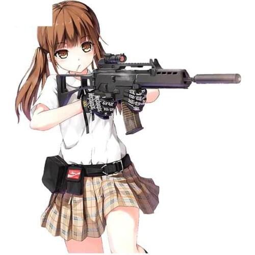 Cartoon Anime Girl with Gun Fine Decal DIY Car Stickers Surfboard Waterproof Suitable Good Quality Waterproof Sunscreen Anti-UV