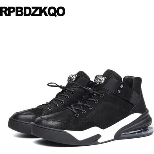 Sneakers Creepers High Quality Designer Casual Shoes Runway Men Cow Leather Winter European Brand Top Trainers Metal Tip Black