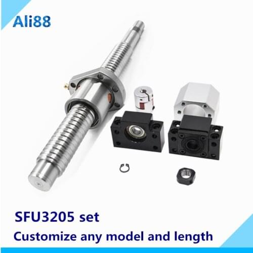 32mm ball screw set:SFU3210 1850/1900/1950/2000mm SFU3205 ballscrew with ball nut+BK/BF25 end support+3205 Nut housing+Coupling
