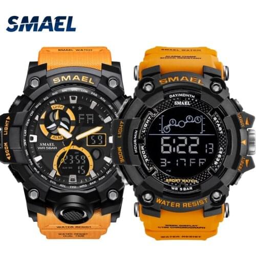 Military Watch Set relógio masculino Waterproof 50M Stop Watch Orange Bracelet Sets 1802 1545C Watches men Luxury Brand LED