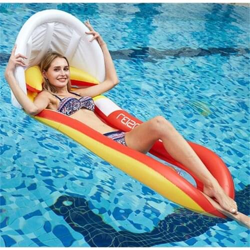 Sunshade Floating Bed PVC Collapsible Recliner Outdoor Water Hammock Backrest Mesh Lounger Float Rafts Foldable Inflatable Shed