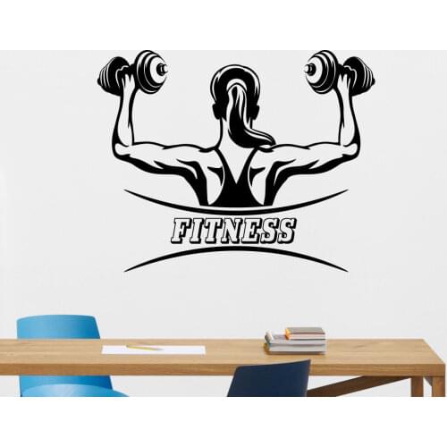 Fitness Wall Decals Sport Girl Woman Gym Poster Vinyl Sticker Club Decor Art Vinyl Wall Mural LX370