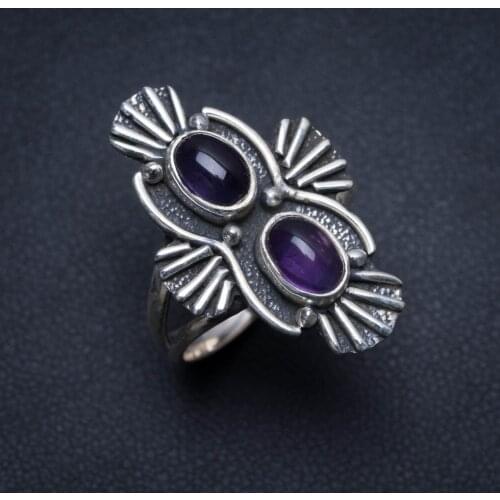 Natural Amethyst Handmade Boho 925 Sterling Silver Ring, US Size 6.5 S2184