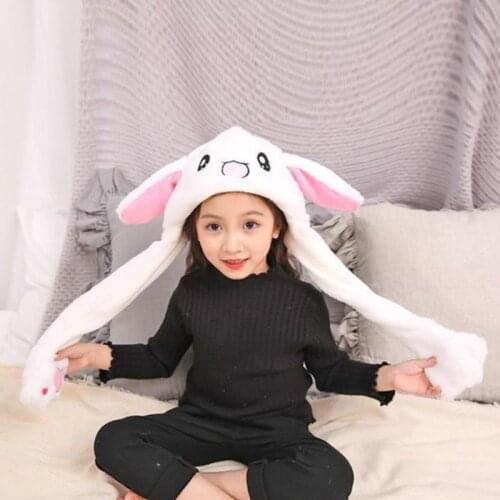 Novelty Rabbit Hat with Moving Ear Plush Toy Gift Kids Lovely Moving Strange Airbags Luminescence Toy Party Funny Toys