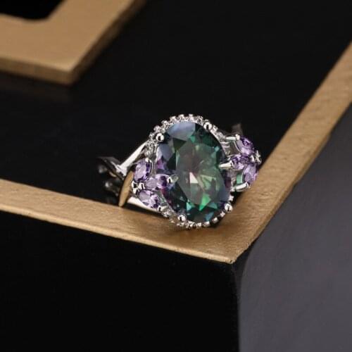 New inlaid colorful zircon princess ring Bridal wedding engagement ring fashion trend dress up jewelry gift