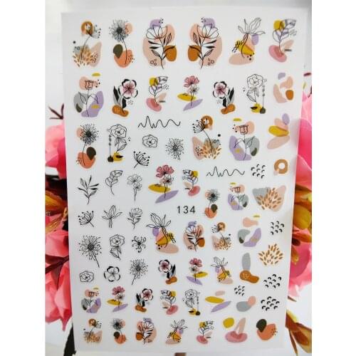 The New 3D Nail Sticker Geometric Flowers Line Leaf stickers for nails Foil Design Nails Accessories Adhesive Manicure Sticker