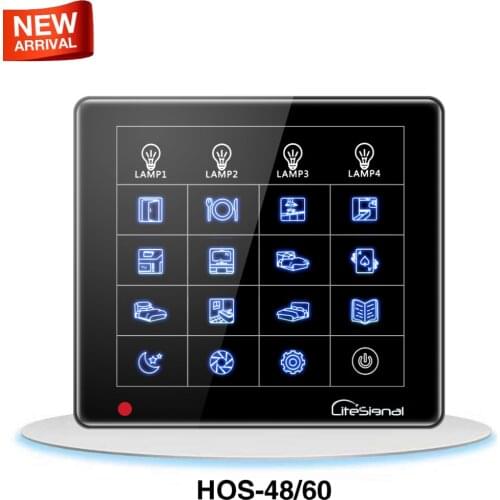 Fresh new smart home touch panel switch load 4 gang and main control 48/60 group lights with RS485 communication - HOS48/60