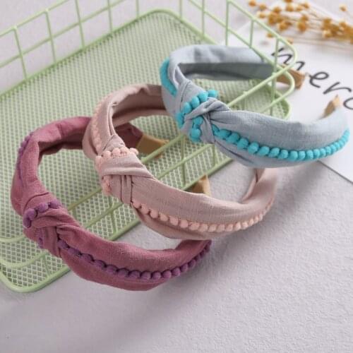 1Pcs/Lot Children Cute Colors Cross Knot Hair Hoop Hairbands Girls Lovely Bow Pompom Headbands Kids Hair Accessories Hair Bands